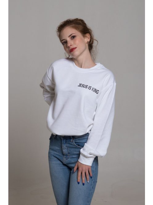 JESUS IS KING white unisex crewneck