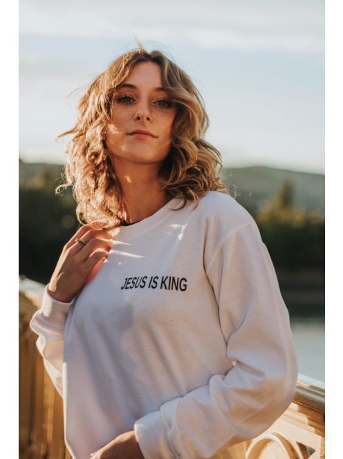 JESUS IS KING white unisex crewneck